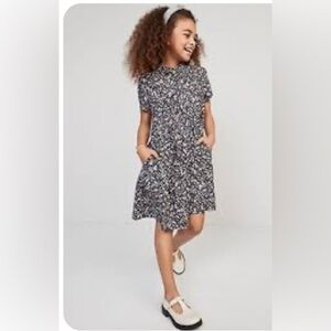 Short-Sleeve Floral-Print Swing Dress for Girls